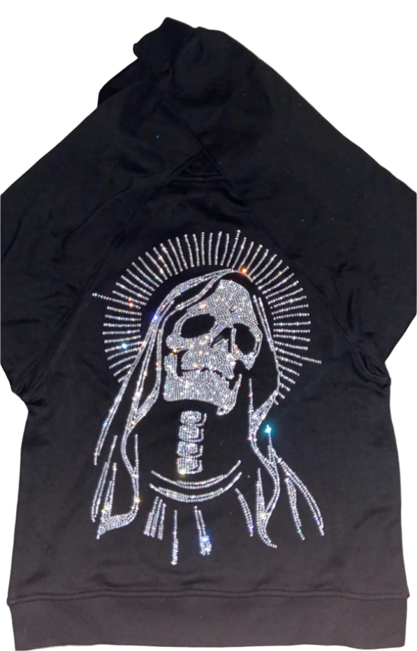 "Santa Muerte" Rhinestone Zip Up